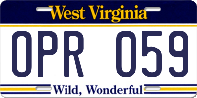 WV license plate OPR059