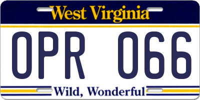 WV license plate OPR066