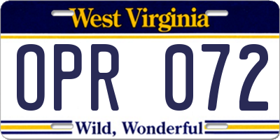 WV license plate OPR072