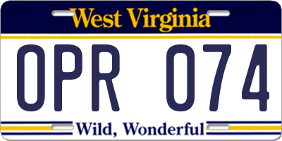 WV license plate OPR074