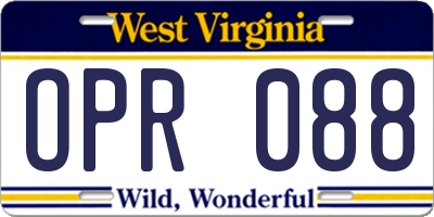 WV license plate OPR088