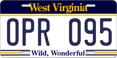 WV license plate OPR095