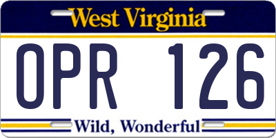 WV license plate OPR126