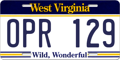 WV license plate OPR129