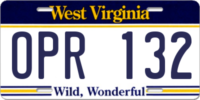 WV license plate OPR132