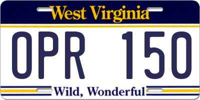 WV license plate OPR150