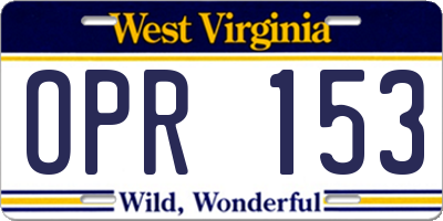 WV license plate OPR153