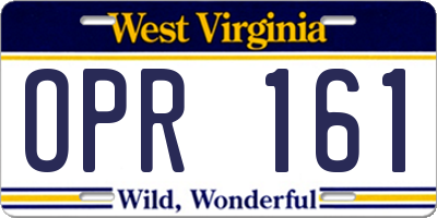 WV license plate OPR161