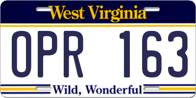 WV license plate OPR163