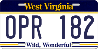 WV license plate OPR182