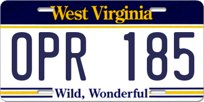 WV license plate OPR185