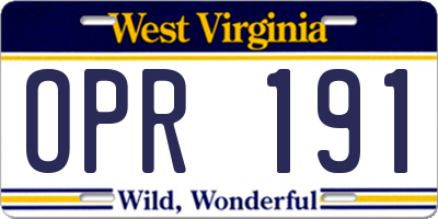 WV license plate OPR191