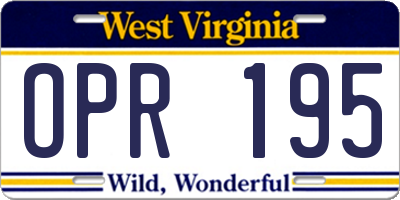 WV license plate OPR195