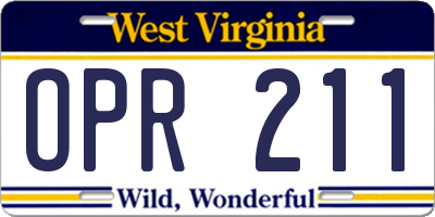 WV license plate OPR211