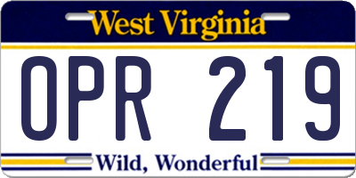 WV license plate OPR219