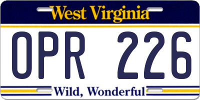 WV license plate OPR226
