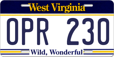 WV license plate OPR230