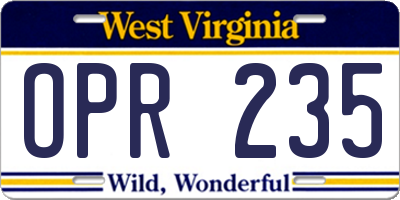 WV license plate OPR235