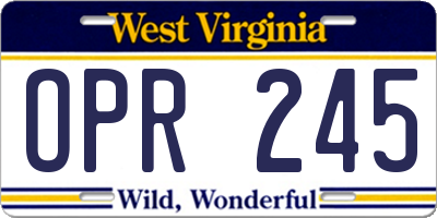 WV license plate OPR245