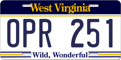 WV license plate OPR251