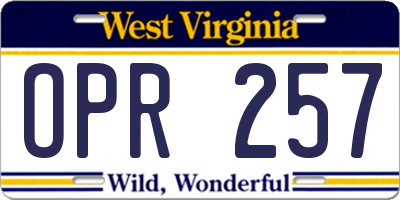 WV license plate OPR257