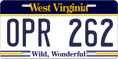 WV license plate OPR262