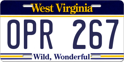 WV license plate OPR267