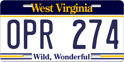 WV license plate OPR274