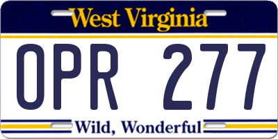 WV license plate OPR277