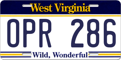 WV license plate OPR286