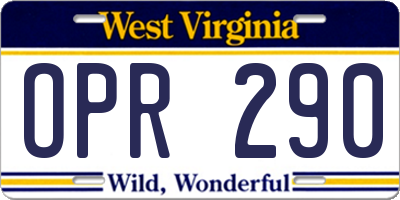 WV license plate OPR290