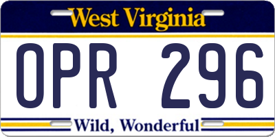 WV license plate OPR296