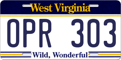 WV license plate OPR303