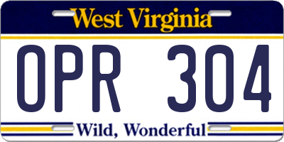 WV license plate OPR304