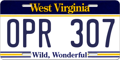 WV license plate OPR307