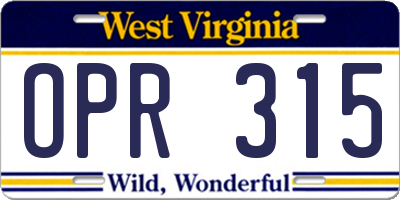 WV license plate OPR315