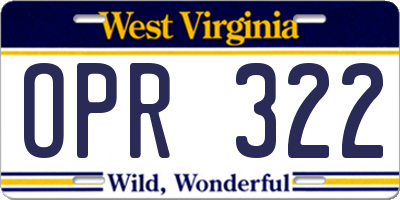WV license plate OPR322