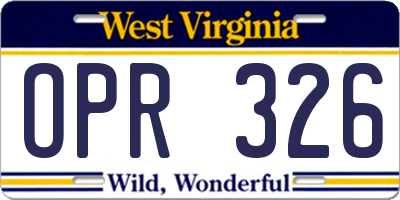 WV license plate OPR326