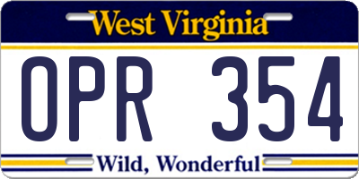 WV license plate OPR354