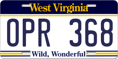 WV license plate OPR368