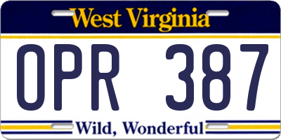 WV license plate OPR387