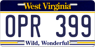 WV license plate OPR399