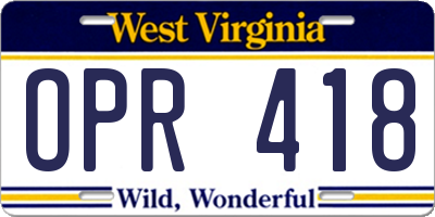 WV license plate OPR418
