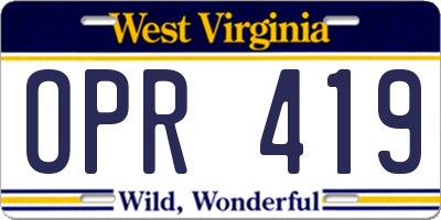 WV license plate OPR419