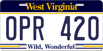 WV license plate OPR420