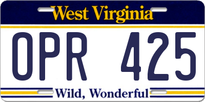 WV license plate OPR425