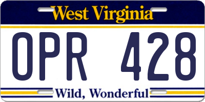 WV license plate OPR428