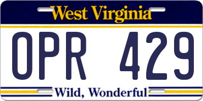 WV license plate OPR429