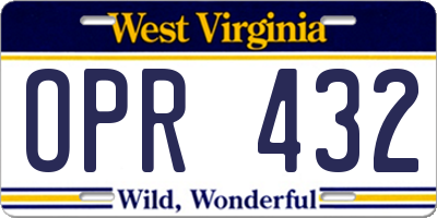 WV license plate OPR432