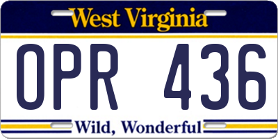 WV license plate OPR436